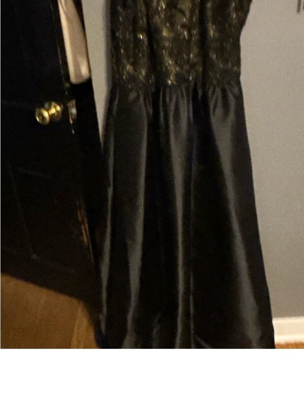 Badgley Mischka Black Lace Bodice Evening Gown